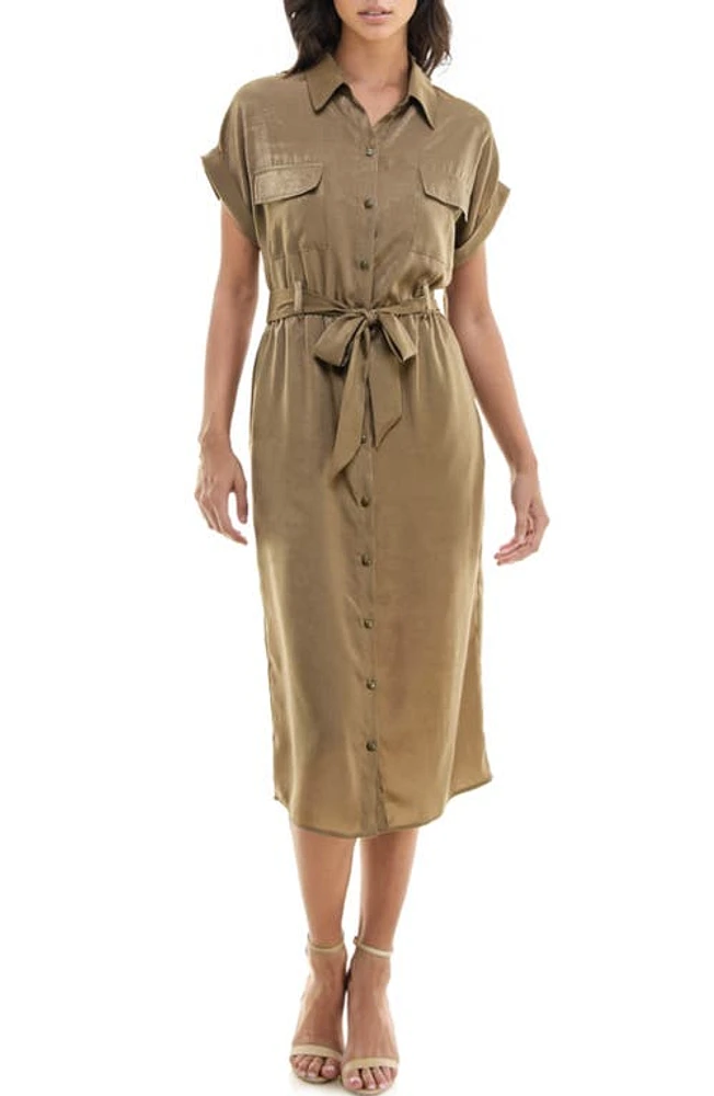 Socialite Utility Midi Shirtdress in Cocoa at Nordstrom, Size Small