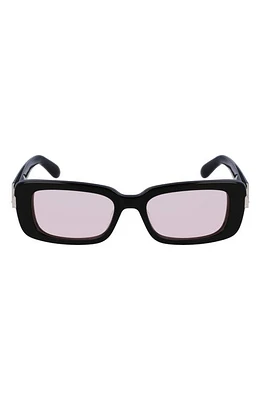 FERRAGAMO Gancini Evolution 52mm Rectangular Sunglasses in Black/Pink at Nordstrom