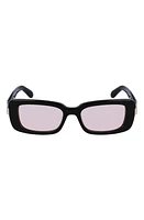 FERRAGAMO Gancini Evolution 52mm Rectangular Sunglasses in Black/Pink at Nordstrom