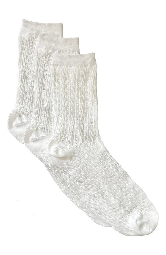 Stems Assorted 3-Pack Woven Texture Crew Socks in White at Nordstrom