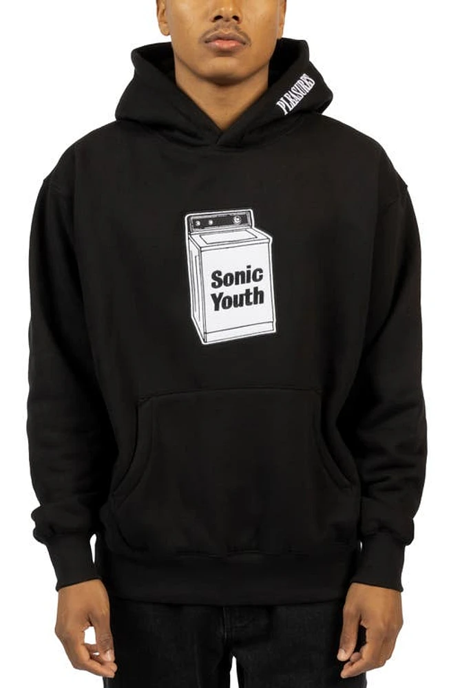 PLEASURES Washing Machine Cotton Graphic Hoodie in Black at Nordstrom, Size Xx-Large