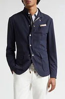 Eleventy Stand Collar Wool Blend Jacket Blue at Nordstrom, Us