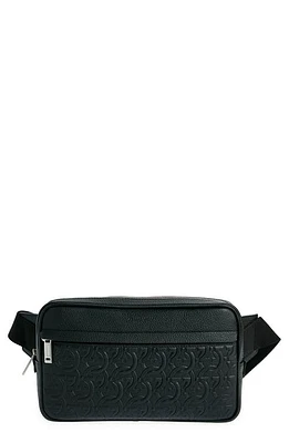 FERRAGAMO Travel Gancio Embossed Leather Belt Bag in Nero at Nordstrom