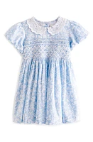 NEXT Kids' Floral Smocked Bodice Cotton Dress Blue at Nordstrom,