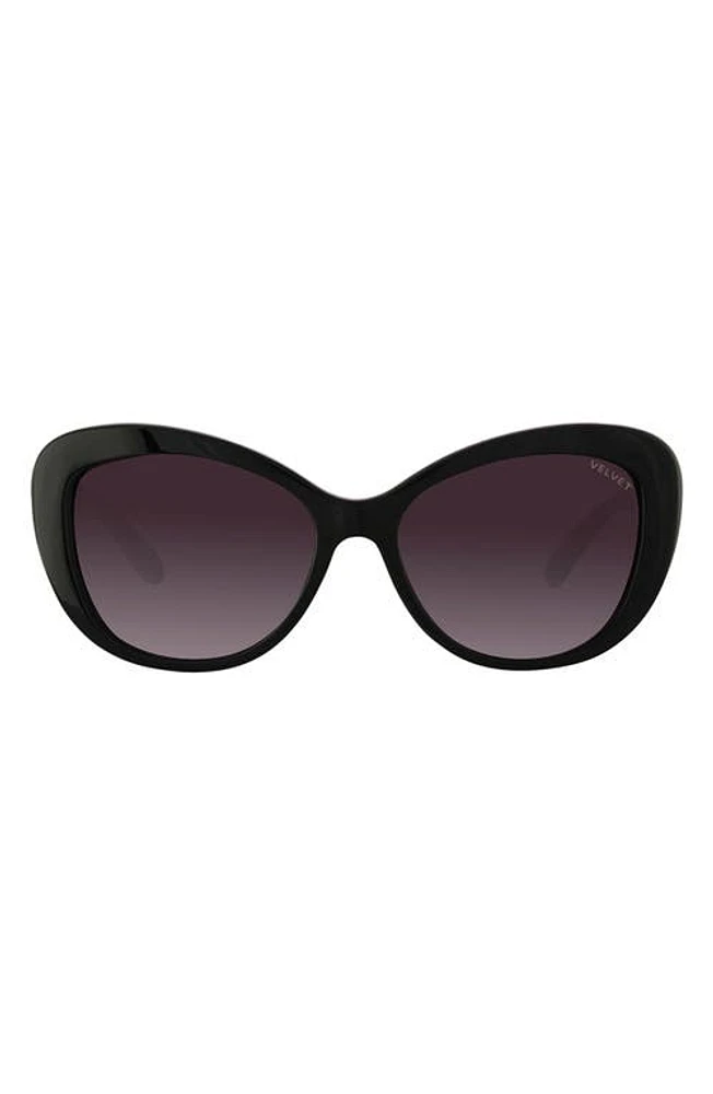 Velvet Eyewear Chrystie 55mm Cat Eye Sunglasses in Black at Nordstrom