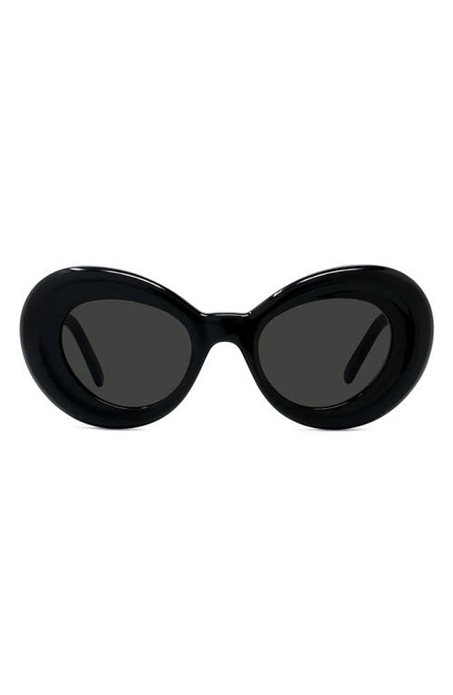 Loewe Curvy 47mm Butterfly Sunglasses in Shiny Black /Smoke at Nordstrom