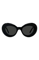 Loewe Curvy 47mm Butterfly Sunglasses in Shiny Black /Smoke at Nordstrom