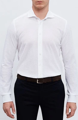 Emanuel Berg Cotton Seersucker Button-Up Shirt White at Nordstrom,