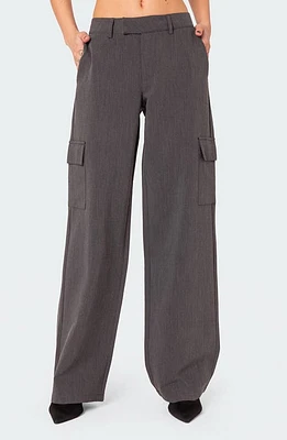 EDIKTED Faith Relaxed Straight Leg Trousers Dark-Gray at Nordstrom,