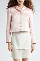 Sandy Liang Charm Satin Crop Jacket Pink at Nordstrom,