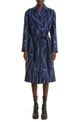 Stella McCartney Spirograph Jacquard Wool Blend Coat in 8525 Multicolor Blue at Nordstrom, Size 4 Us