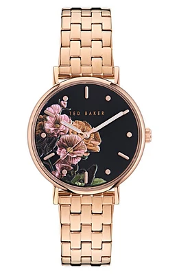 Ted Baker London Floral Bracelet Watch in Rose Gold-Tone at Nordstrom