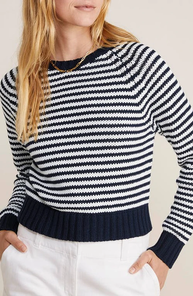 vineyard vines Chunky Cotton Blend Crewneck Sweater Babs Stripe - Navy at Nordstrom,