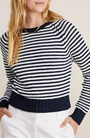 vineyard vines Chunky Cotton Blend Crewneck Sweater Babs Stripe - Navy at Nordstrom,