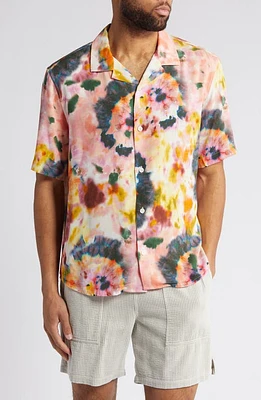 Corridor Tie Dye Camp Shirt Pink at Nordstrom,