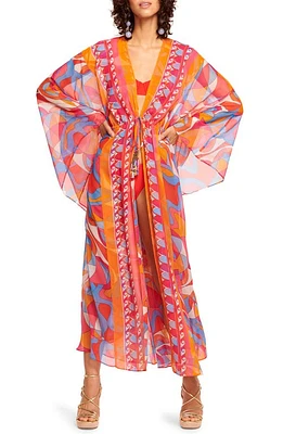 Ramy Brook Phebe Print Cover-Up Maxi Dress Apricot Multi at Nordstrom,