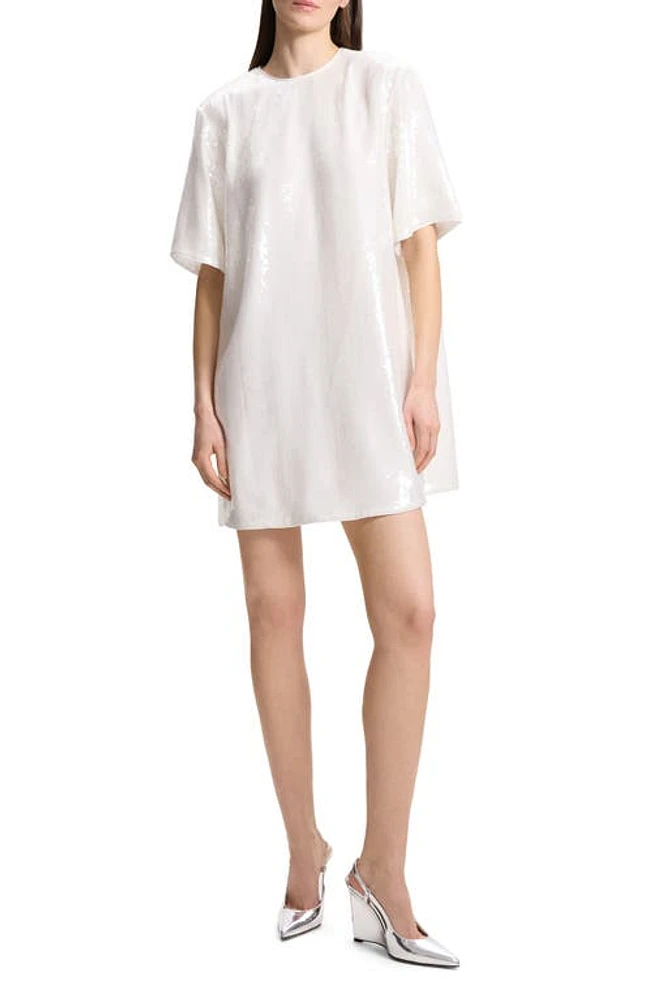 Theory Sequin Embellished T-Shirt Dress White at Nordstrom,