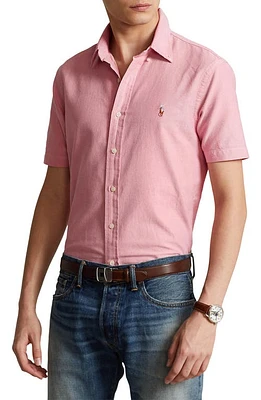 Polo Ralph Lauren Classic Fit Short Sleeve Oxford Button-Down Shirt Sunrise Red at Nordstrom,