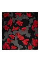 Alexander McQueen Eatenaway Orchid Silk Blend Scarf in 1074 Black/Red at Nordstrom