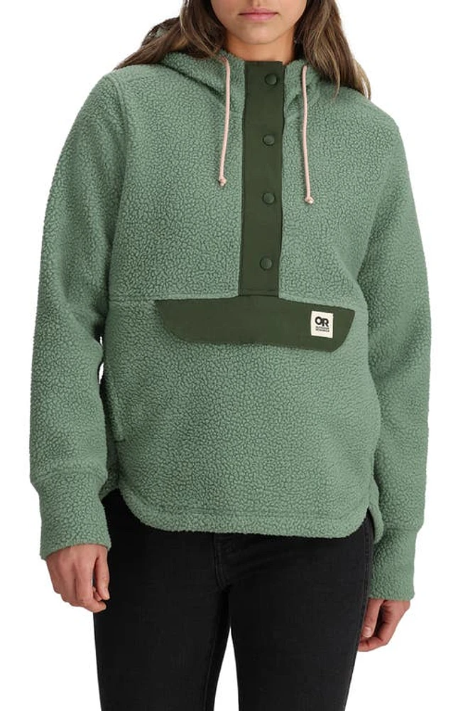 Outdoor Research Grayland High Pile Fleece Hoodie Balsam/Verde at Nordstrom,