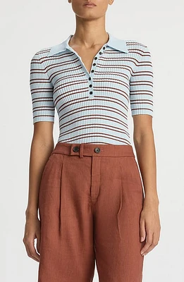 A. L.C. Sydney Stripe Polo Sweater Ice Water/Sequoia at Nordstrom,