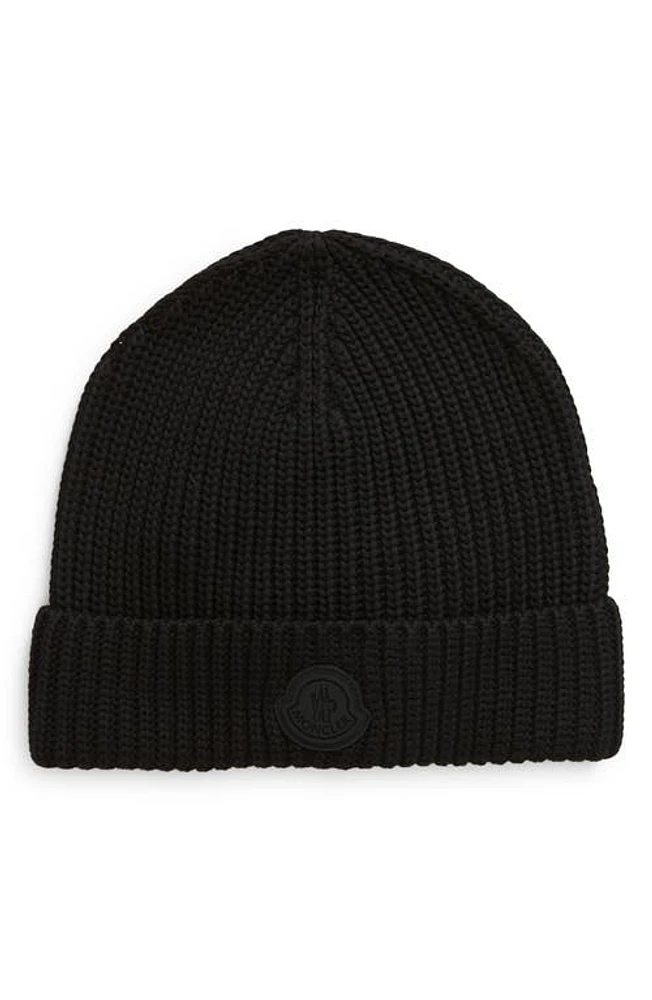 Moncler Cotton Shaker Stitch Beanie in Black at Nordstrom