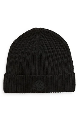 Moncler Cotton Shaker Stitch Beanie in Black at Nordstrom