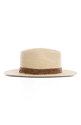 MANGO Braided Straw Fedora in Beige at Nordstrom