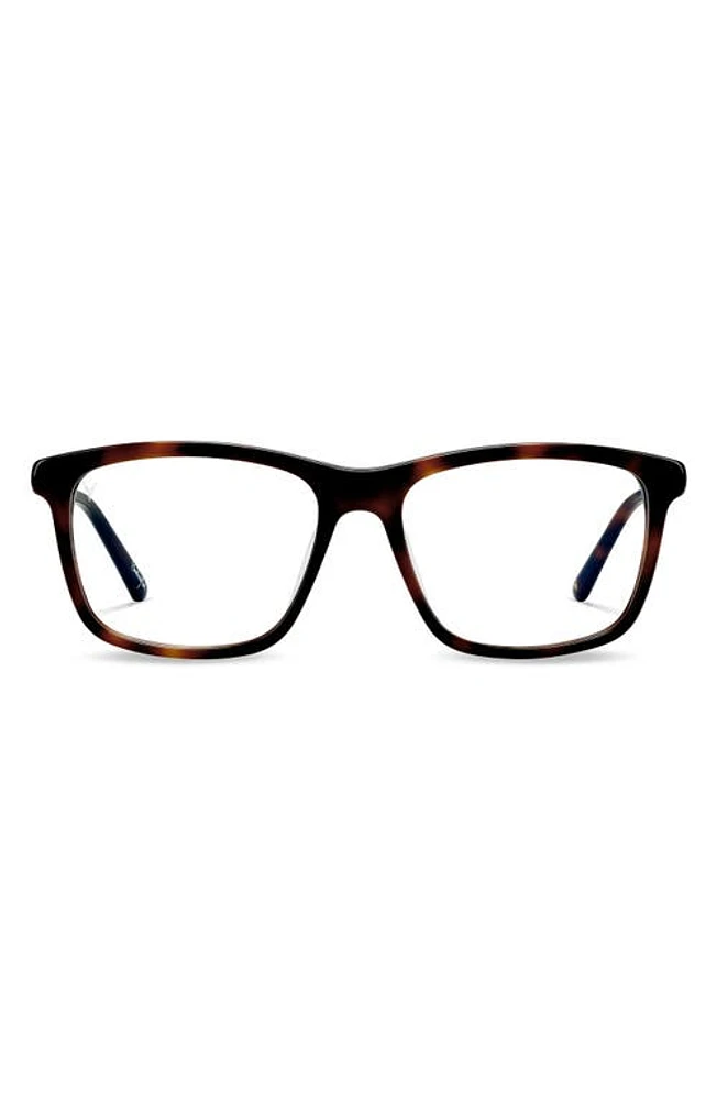 Vincero Presley 56mm Square Blue Light Blocking Glasses in Rye Totrtoise Clear at Nordstrom