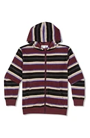 Threads 4 Thought Kids' Stripe Zip-Up Hooded Fleece Jacket Navy Multi at Nordstrom,