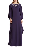 Marchesa Notte Crystal Embellished Crepe Caftan in Navy at Nordstrom, Size 0