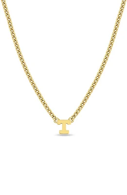 Zoë Chicco Curb Chain Initial Pendant Necklace in Yellow Gold-T at Nordstrom, Size 16