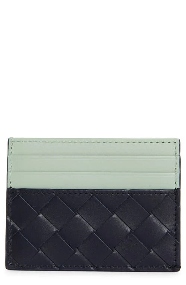 Bottega Veneta Intrecciato Colorblock Leather Card Case in Blue at Nordstrom