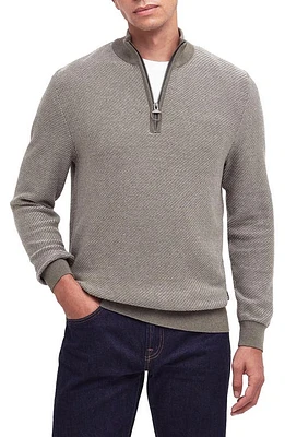 Barbour Dunstan Marl Half-Zip Cotton Sweater Dusty Green at Nordstrom,