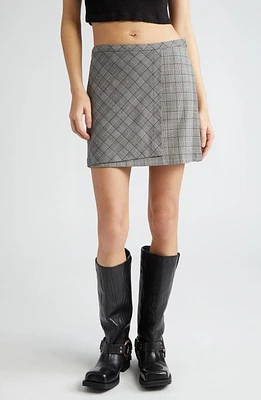 Ganni Mixed Check Miniskirt Frost Gray at Nordstrom, Us