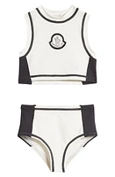 Moncler Kids' Two-Tone Two-Piece Tankini Swimsuit Grey at Nordstrom, Y