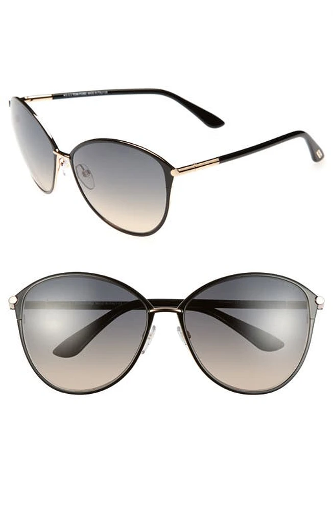 TOM FORD Penelope 59mm Gradient Cat Eye Sunglasses in Shiny Rose Gold/Black at Nordstrom