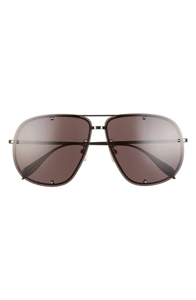 Alexander McQueen 56mm Aviator Sunglasses in Ruthenium at Nordstrom