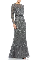 Mac Duggal Beaded Long Sleeve Gown at Nordstrom,