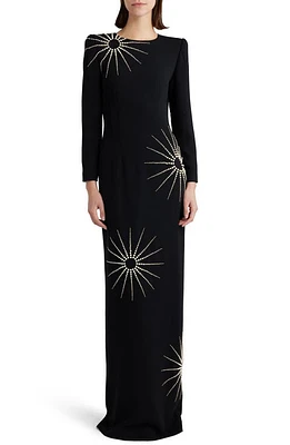 Dries Van Noten Dalista Burst Embellished Long Sleeve Gown Black 900 at Nordstrom, Us