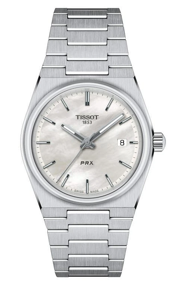 Tissot PRX Bracelet Watch, 35mm in White Mother Of Pearl at Nordstrom