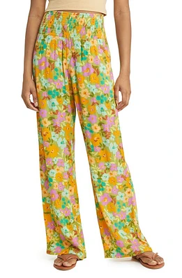 Billabong New Waves 2 Floral Wide Leg Pants in Palm Green at Nordstrom, Size Small