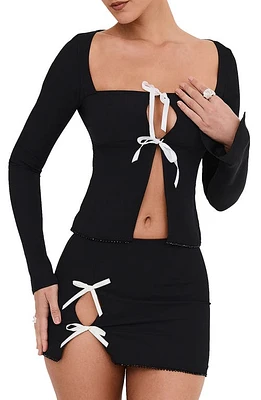 Mistress Rocks Embellished Front Tie Top Black at Nordstrom,