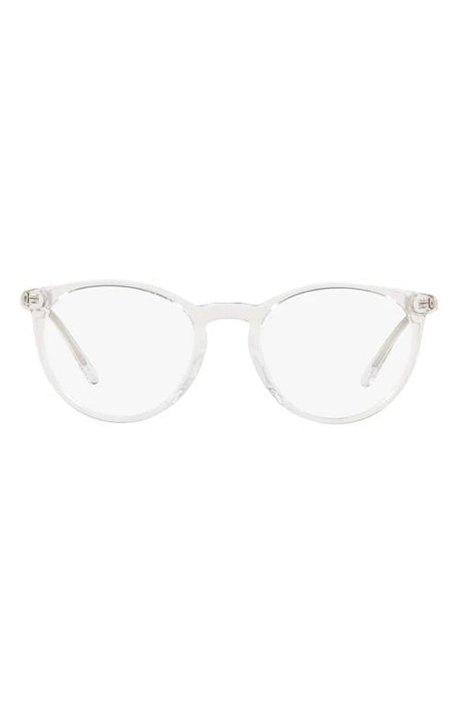 Polo Ralph Lauren 49mm Round Optical Glasses in Crystal at Nordstrom