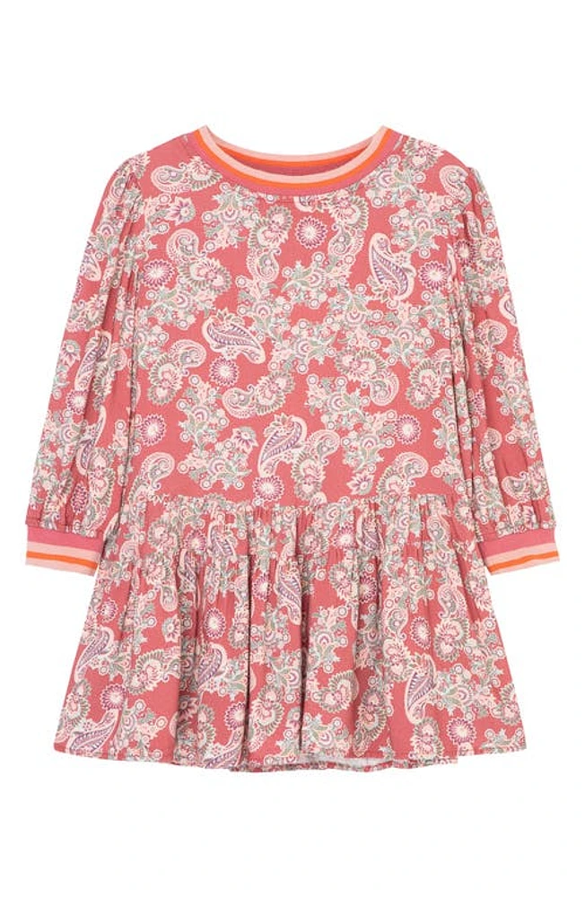 Peek Aren'T You Curious Kids' Paisley Print Tiered Long Sleeve Dress in Red Print at Nordstrom, Size 8