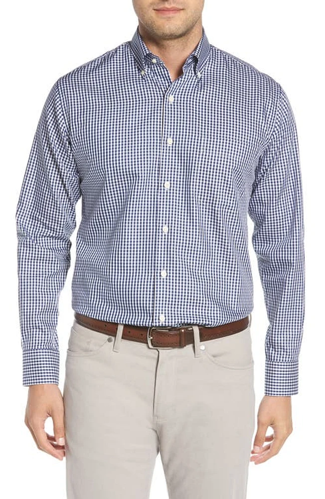 Peter Millar Crown Soft Gingham Sport Shirt in Yankee Blue at Nordstrom, Size Medium