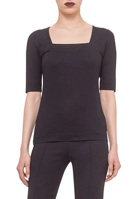 Akris punto Square Neck Jersey T-Shirt Black at Nordstrom,