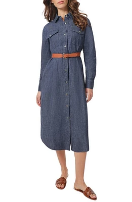 Jones New York Long Sleeve Chambray Shirtdress in Indigo - Dark Wash at Nordstrom, Size X-Large P