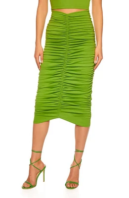 Susana Monaco Ruched Midi Skirt Forest at Nordstrom,