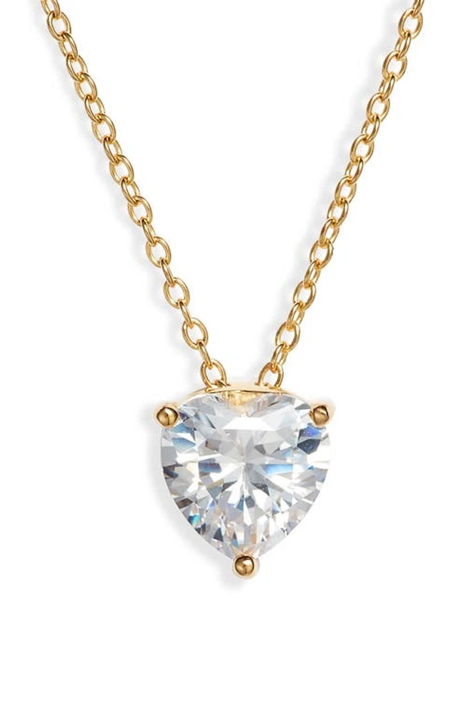 Nordstrom 2ct tw Sterling Silver Cubic Zirconia Heart Pendant Necklace in Clear- Gold at Nordstrom